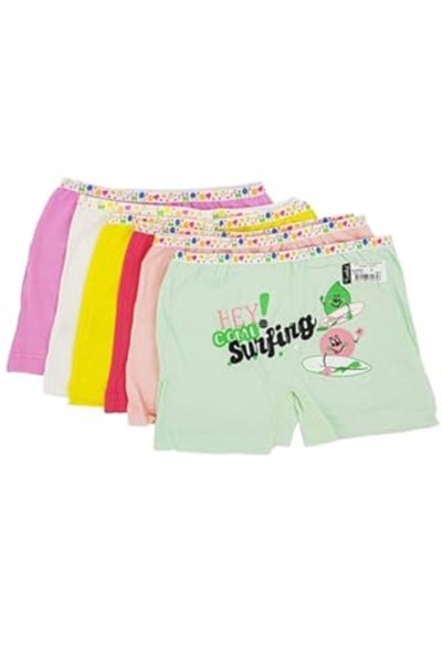 Tutku Kız Çocuk Renkli Likralı Pamuk Boxer, 12li Paket, 10-11 Yaş