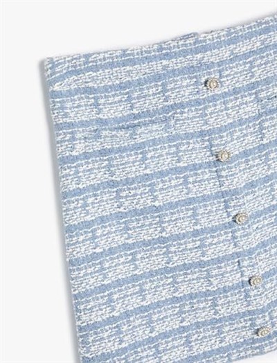 Tüvit Etek Çiçekli Düğme Detaylı