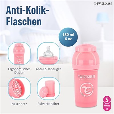 Twistshake Anti-Kolik Bebek Biberonu Pembe 0+ Ay 180 ml