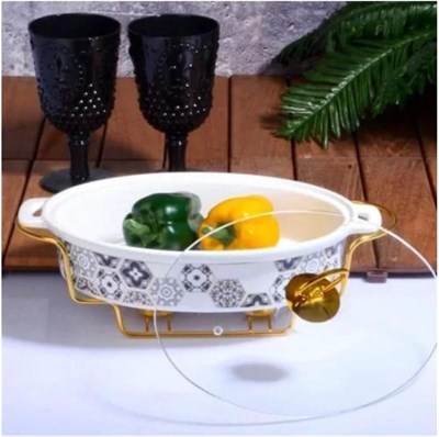 Twn017 Porselen Telli Oval Tencere 34 Cm