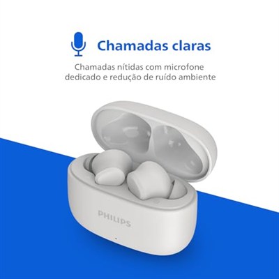 TWS Kablosuz Bluetooth Kulaklık, Mikrofonlu, Bar Tasarımlı, IPX4 ve 24 Saatlik Toplam Güç Kaynağı, Beyaz TAT1109WT/00
