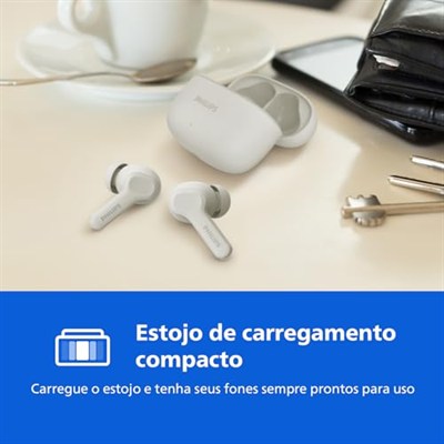TWS Kablosuz Bluetooth Kulaklık, Mikrofonlu, Bar Tasarımlı, IPX4 ve 24 Saatlik Toplam Güç Kaynağı, Beyaz TAT1109WT/00