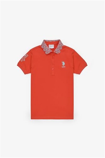 U.S. Polo Assn. Kız Çocuk Nar Çiçeği Tişört Basic 50320284-VR039 - Seçenekler: 3-4 Yıl, 5-6 Yıl, 8-9 Yıl, 7-8 Yıl