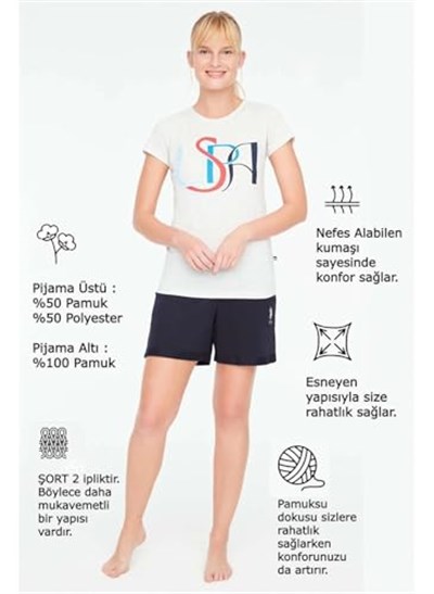 U.S. Polo Assn. - Kadın Kar Melanj T-Shirt Şort Takımı