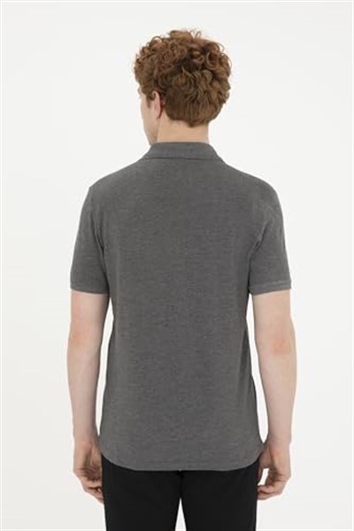 U.S. Polo Assn. Polo Yaka Kısa Kollu Antrasit-Melanj Erkek%100 Pamuk T-Shirt 1792406 M