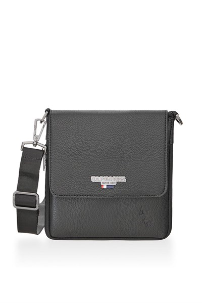 U.S. POLO ASSN. Plevr 9508 Us Siyah Suni Deri Unisex Postacı Çanta Siyah
