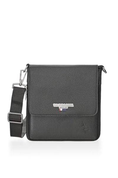 U.S. POLO ASSN. Plevr 9508 Us Siyah Suni Deri Unisex Postacı Çanta Siyah