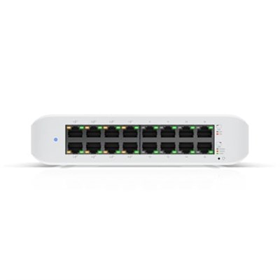 Ubiquiti UniFi anahtarı (USW-Lite-16-PoE, 16 Gigabit Ethernet bağlantı noktası, 8 bağlantı noktası PoE+, duvara monte)