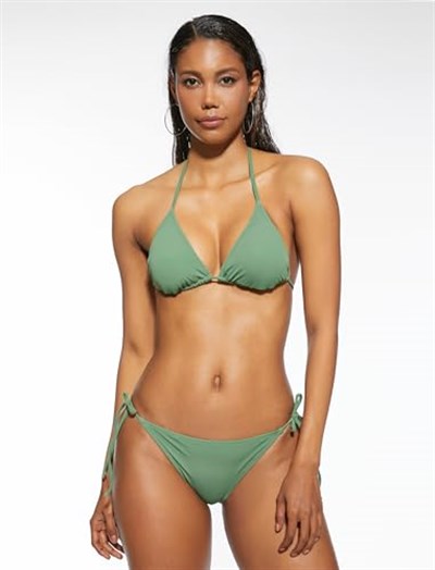 Üçgen Bikini Üstü Basic Boyundan Bağlamalı Kaplı