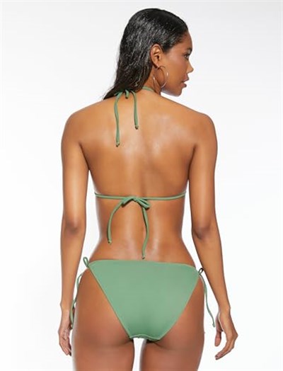 Üçgen Bikini Üstü Basic Boyundan Bağlamalı Kaplı