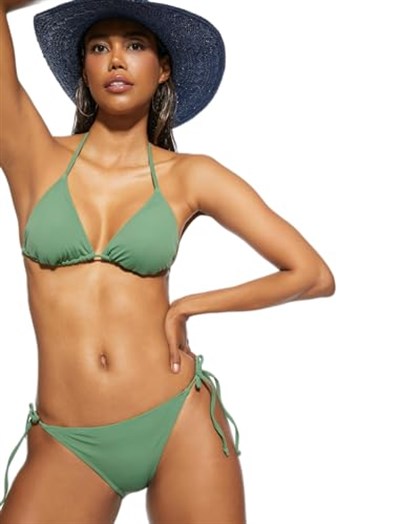 Üçgen Bikini Üstü Basic Boyundan Bağlamalı Kaplı