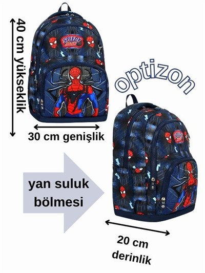 Üçlü okul çantası seti İlkokul Okul Çantası + Termal Beslenme Çantası + Kalemlik (SPIDERMAN ÖRÜMCEK ADAM)