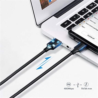 UGREEN 2.0 A USB-A & USB-C & Şarj ve Data Kablosu, 50 Santimetre, Siyah, 60115