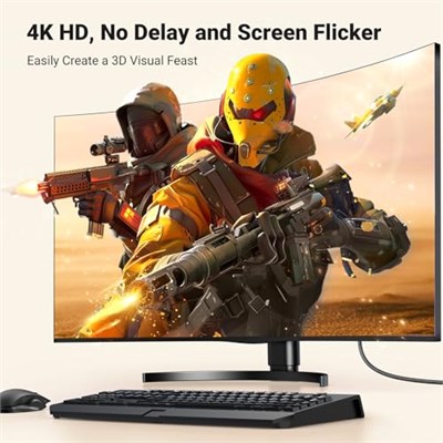 UGREEN 4K DisplayPort - HDMI Kablosu 1080P@120Hz, Aktif DP 1.2 - HDMI 1.4 Kablosu Alu Örgülü, HDMI Kablosu 6.6FT Monitör, Masaüstü, HDTV, Dizüstü Bilgisayar, AMD, NVIDIA ile Uyumlu Tek Yönlü Ekran