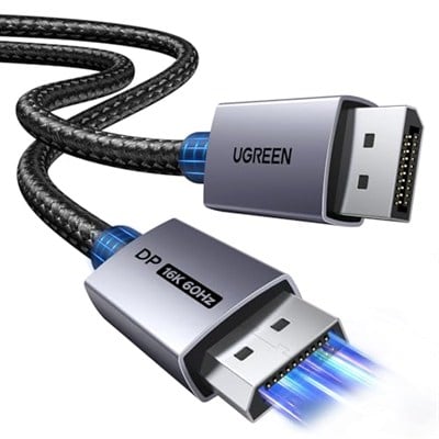 UGREEN 80Gbps DisplayPort Kablosu 2.1 16K@60Hz 8K@240Hz 4K@480Hz Ekran Bağlantı Noktası Kablosu 3.3FT DP Kablosu HDR, HDCP2.3, DSC1.2a, FreeSync, G-Sync, Alu Örgü Uyumlu Monitör, Grafik RTX 5090 4090