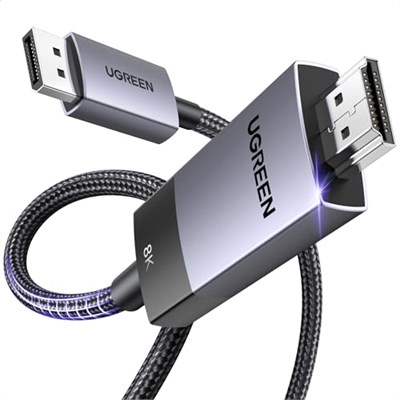 UGREEN 8K 60Hz Displayport 1.4 to HDMI 2.1 Örgülü Kablo, 2m, 80397