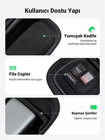 UGREEN Elektronik Aksesuar Kutusu Güç Bankası Kablo Pil Için（Mavi）