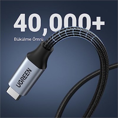 Ugreen Gen2 100 W Thunderbolt 3 Type-C to Type-C Örgülü Uzatma Kablosu 50 cm