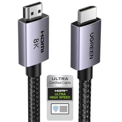 UGREEN HDMI 2.1 Kablo 8K 60Hz 4K 240Hz 165Hz 144Hz 120Hz 48Gbit/s Yüksek Hızlı, HDMI Kablo 2.1 Ultra HD eARC HDR 10+ HDCP 2.3 Dolby Vision VRR TV/PS5/PS4/ Xbox Series X/Monitör ile uyumlu (2M)