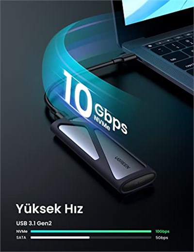 Ugreen M.2 NVMe SSD Type-C 3.1 Gen2 PCIe M-Key M+B Key Disk Kutusu