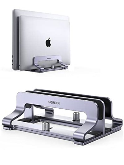 UGREEN Masa için Dikey Dizüstü Bilgisayar Standı Çift Yuvalı Dizüstü Bilgisayar Standı Tutucu Ayarlanabilir Dock Alüminyum Masaüstü Standı MacBook Air Pro, Microsoft Surface Laptop 4, LG Gram 17 ile