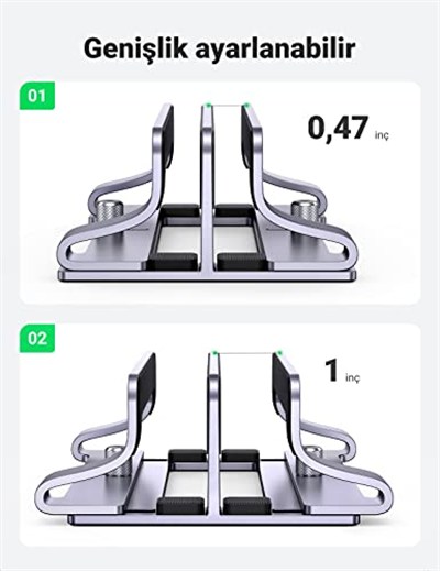 UGREEN Masa için Dikey Dizüstü Bilgisayar Standı Çift Yuvalı Dizüstü Bilgisayar Standı Tutucu Ayarlanabilir Dock Alüminyum Masaüstü Standı MacBook Air Pro, Microsoft Surface Laptop 4, LG Gram 17 ile
