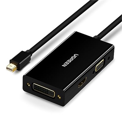 Ugreen Mini Display Port to HDMI VGA DVI Dönüştürücü Adaptör Siyah