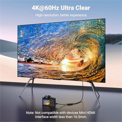 Ugreen Mini HDMI Adaptörü 4K 60Hz Mini HDMI HDMI Adaptörü 18Gbit/ s Mini HDMI Erkek HDMI Dişi 3Dyi destekler, Raspberry Pi Zero için Ethernet ARC, Canon EOS 700D Nikon D5300 (20CM)