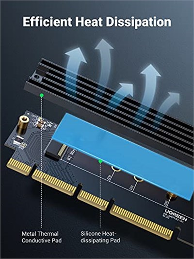 Ugreen PCIe 4.0 x4 x8 x16 Uyumlu 64Gbps NVMe M.2 SSD Dönüştürücü Adaptör