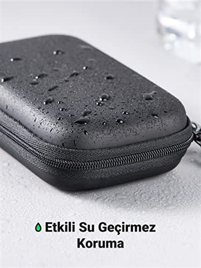 UGREEN Sabit Disk Çantası 2.5 İnç Kasa Harici Sabit Disk Çantası Suya Dayanıklı Eva Evrensel Powerbank Çantası Kablo Çanta Düzenleyici WD Elements, My Passport, Seagate, SanDisk, HDD, SSD ile Uyumlu