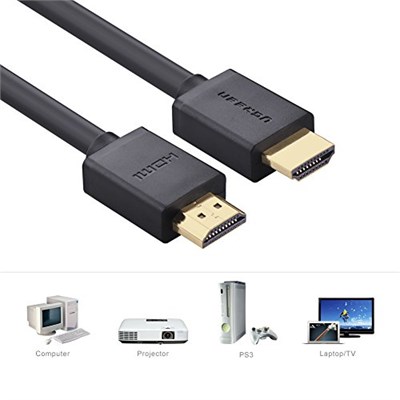 Ugreen UHD 4K Yüksek Hızlı Ethernet ve HDMI Kablosu, 2 Metre, Siyah - Seçenekler: 1mt, 2 metre, 3 mètres, 8mt, 5mt, 12mt, 15mt