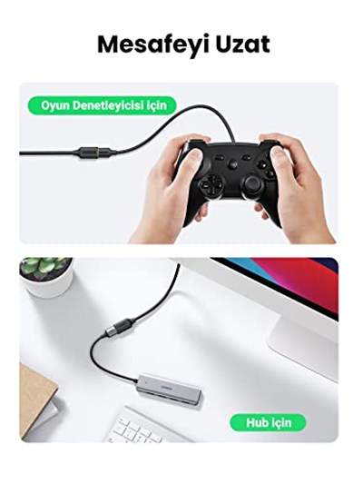 Ugreen USB 3.0 Uzatma Kablosu, 2 Metre, Siyah
