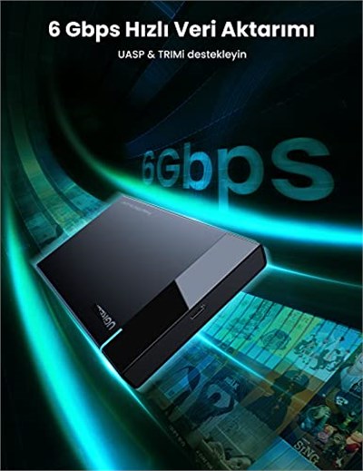 UGREEN USB 3.1 Gen 2 Tip C Muhafaza 2,5 İnç Sabit Sürücü 6TB 6Gbps Windows Mac OS Linux ile Uyumlu