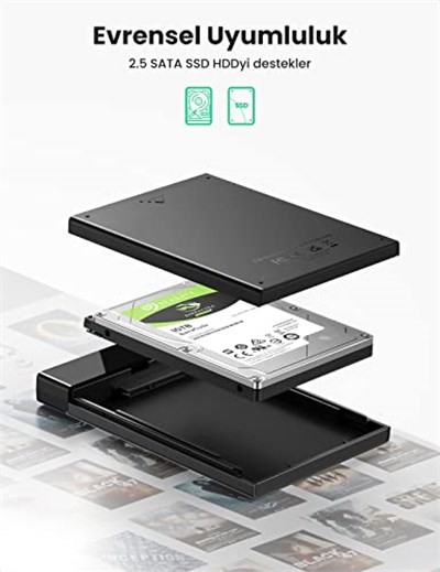 UGREEN USB 3.1 Gen 2 Tip C Muhafaza 2,5 İnç Sabit Sürücü 6TB 6Gbps Windows Mac OS Linux ile Uyumlu