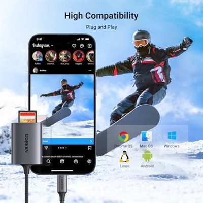 UGREEN USB C Kart Okuyucu SD/ TF Kart Okuyucu Thunderbolt 3 Harici Bellek Kartı Okuyucu