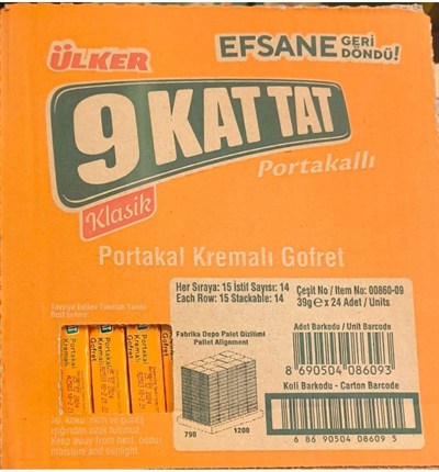 Ülker 9 Kat Tat Portakal 39 Gram (24 Adet)
