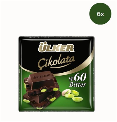 Ülker Antepfıstıklı Bitter Kare Çikolata 65 Gr x 6 Adet