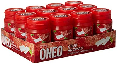 Ülker Oneo Çilek Aromalı Şişe Draje Sakız 60 Gram x 12 x Adet