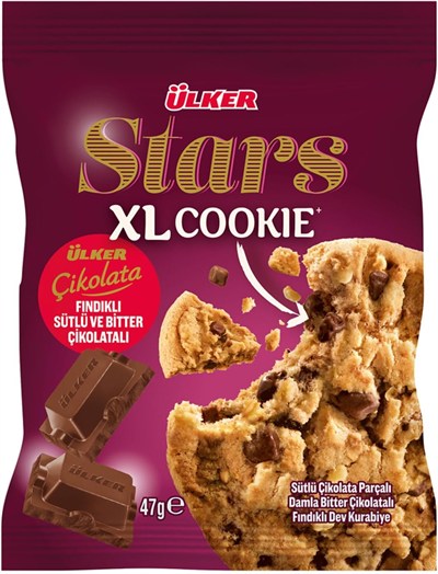 ÜLKER Stars Cookie Üç Çikolatalı Bisküvi, 47 Gr