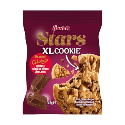 ÜLKER Stars Cookie Üç Çikolatalı Bisküvi, 47 Gr