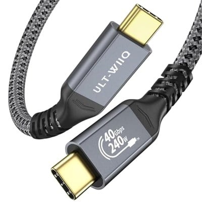 ULT-WIIQ Thunderbolt 4 Kablosu için 3FT USB 4 Kablo, 40Gbps USB 4 Veri Aktarımı, 8K/6K@60Hz Monitör Ekranı, PD 3.1 Video ve Güç, iPhone 16, MacBook, SSD, Yerleştirme, eGPU için 240W Hızlı Şarj Kablosu