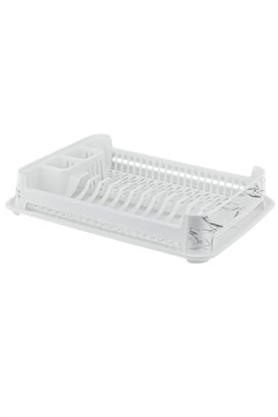 Ultra Lüks Kaliteli Smart Mermer Desenli Tabaklık Beyaz Renk Şık Bulaşıklık Stand 37X92X48Cm, brc153702092025