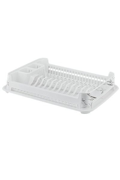 Ultra Lüks Kaliteli Smart Mermer Desenli Tabaklık Beyaz Renk Şık Bulaşıklık Stand 37X92X48Cm, brc153702092025
