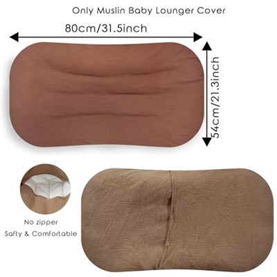 Ultra Yumuşak Organik Muslin Bebek Şezlong Kılıfı, Çıkarılabilir Şezlong Kılıfı Yeni Doğan Erkek ve Kız Bebeklere Uygun (Kahverengi ve Kahve)