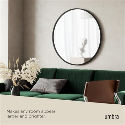 Umbra Hub Duvar Aynası, Koridor, Banyo, Oturma Odası ve Daha Fazlası İçin Yuvarlak Ayna, Siyah, 94 cm Çap