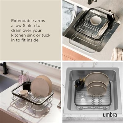 Umbra Multi-Use Dish Rack Black Sinkin Çok Fonksiyonlu Tabak Standı Siyah/Nikel, Metal, Büyük
