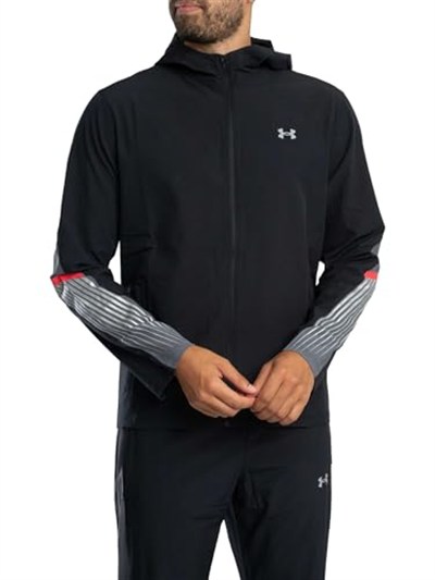 Under Armour UA Velociti Storm Hooded Jkt Erkek Ceket Black/Castlerock/Reflective