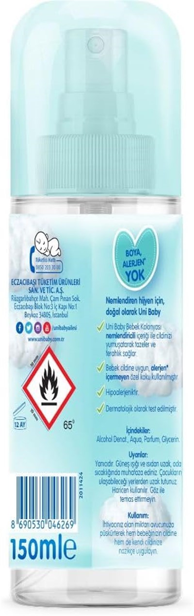 Uni Baby Bebek Kolonyası 150 ml Bebeksi Kokular - Seçenekler: 1 Adet, 1 Adet (2 paketi)