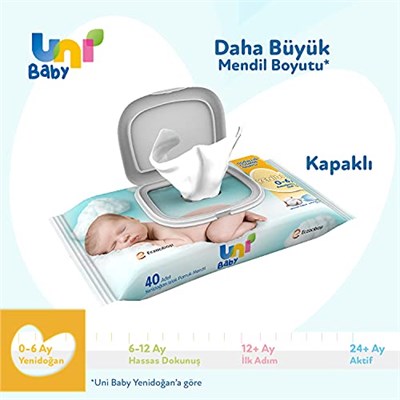 Uni Baby Yenidoğan Islak Mendil 3*40 Yaprak