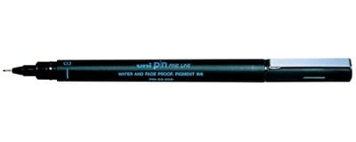 Uni-Ball Pin03-200 Fine Line Akrilik Uçlu Kalem, Siyah,0.3